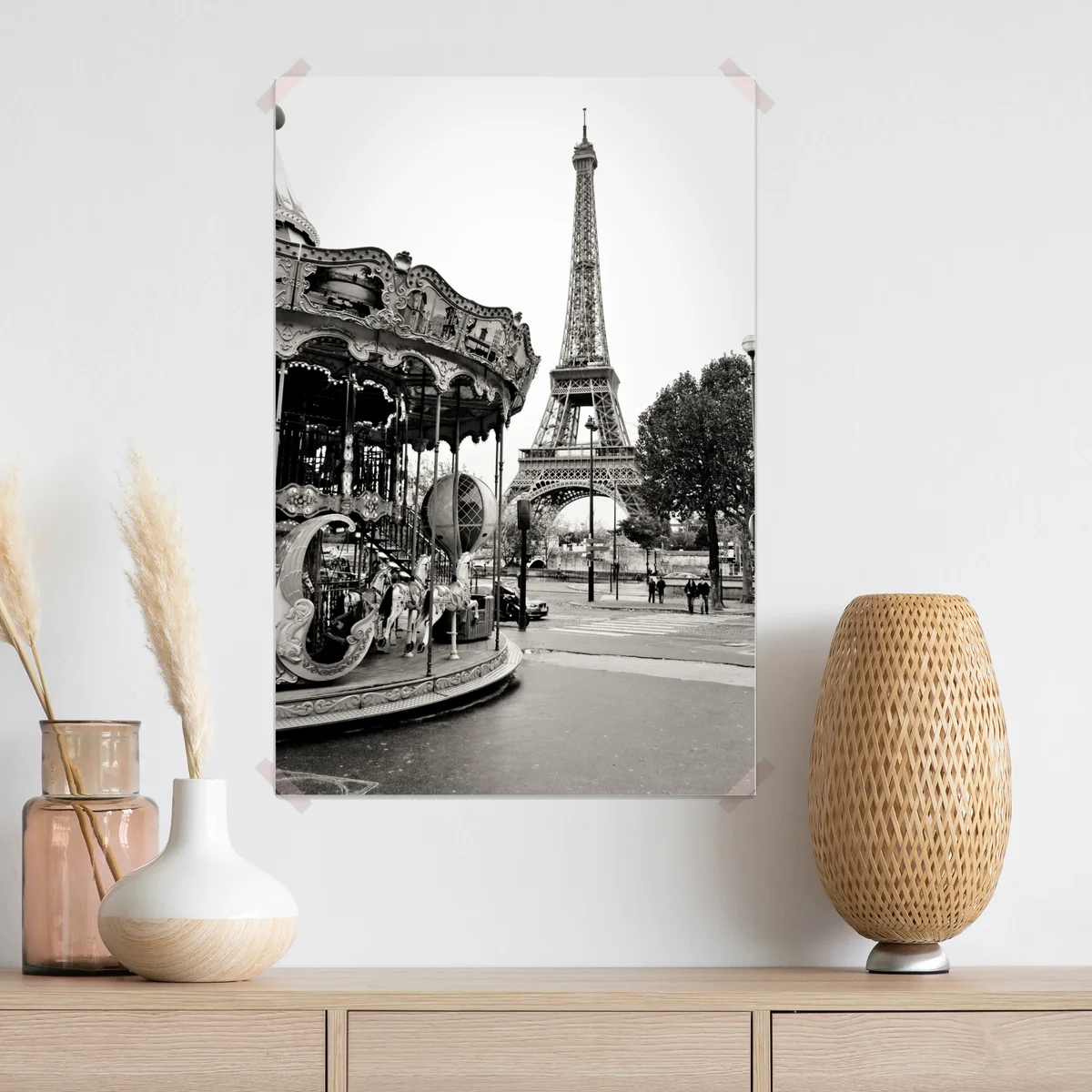 Poster Eiffelturm und karussell in Paris Poster Eiffelturm und karussell in Paris