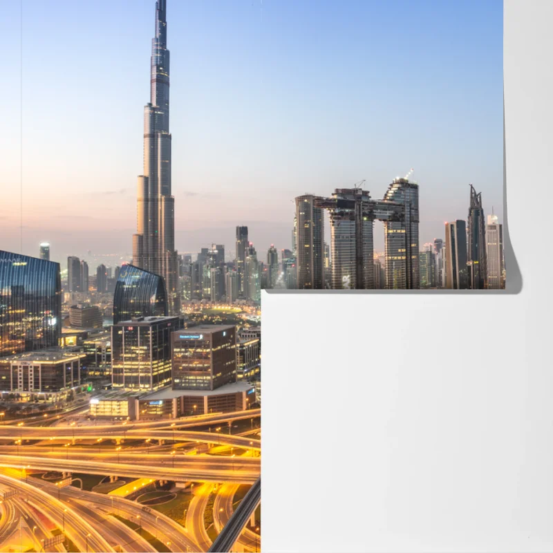 Fototapete skyline von Dubai bei dämmerung Fototapete skyline von Dubai bei dämmerung