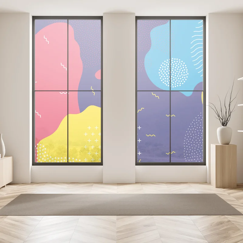 Naklejka na okno żywy abstrakcyjny wzór kształtów