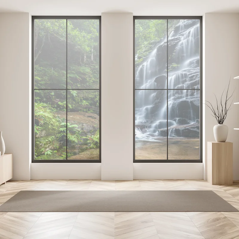 Fensteraufkleber ruhiger wasserfall im wald