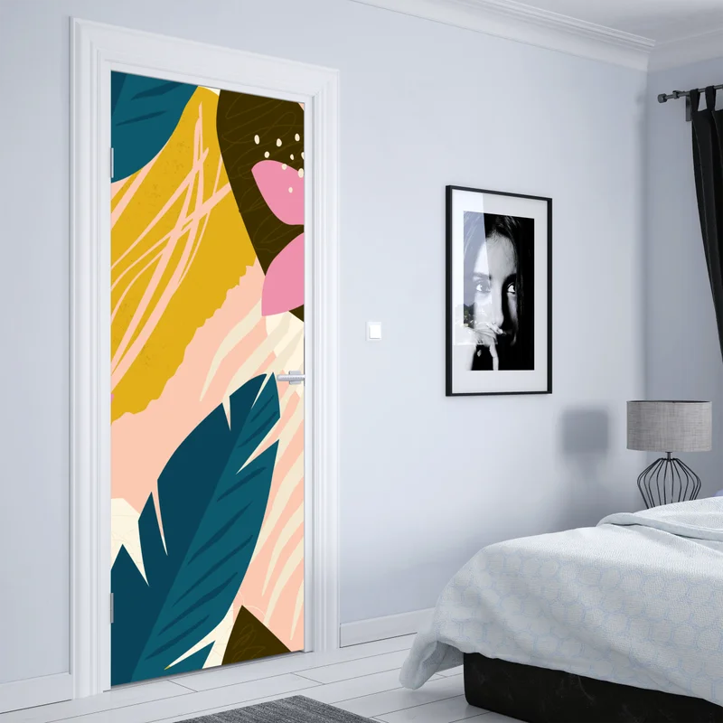 Türaufkleber tropisches abstraktes blumenmotiv Türaufkleber tropisches abstraktes blumenmotiv