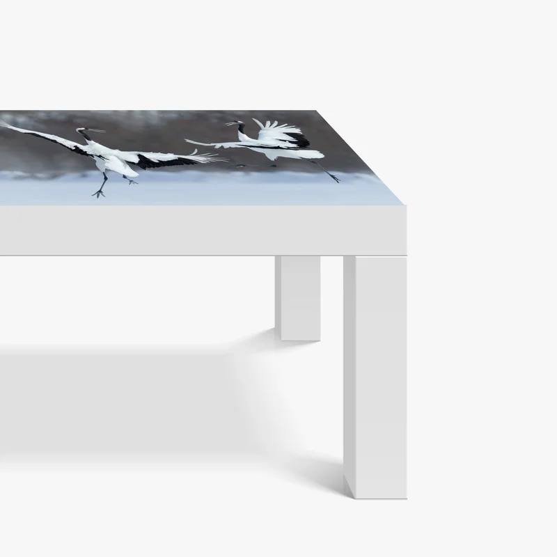 Tischaufkleber und Schreibtischaufkleber tanzende rotkronenkraniche im schnee, Hokkaido