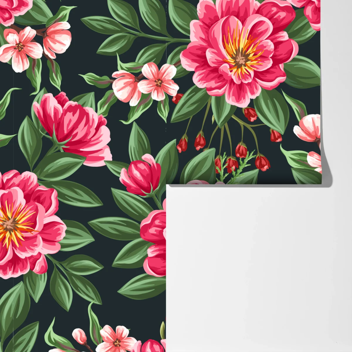 Fototapete rosa aquarell blumenmuster auf dunklem hintergrund Fototapete rosa aquarell blumenmuster auf dunklem hintergrund