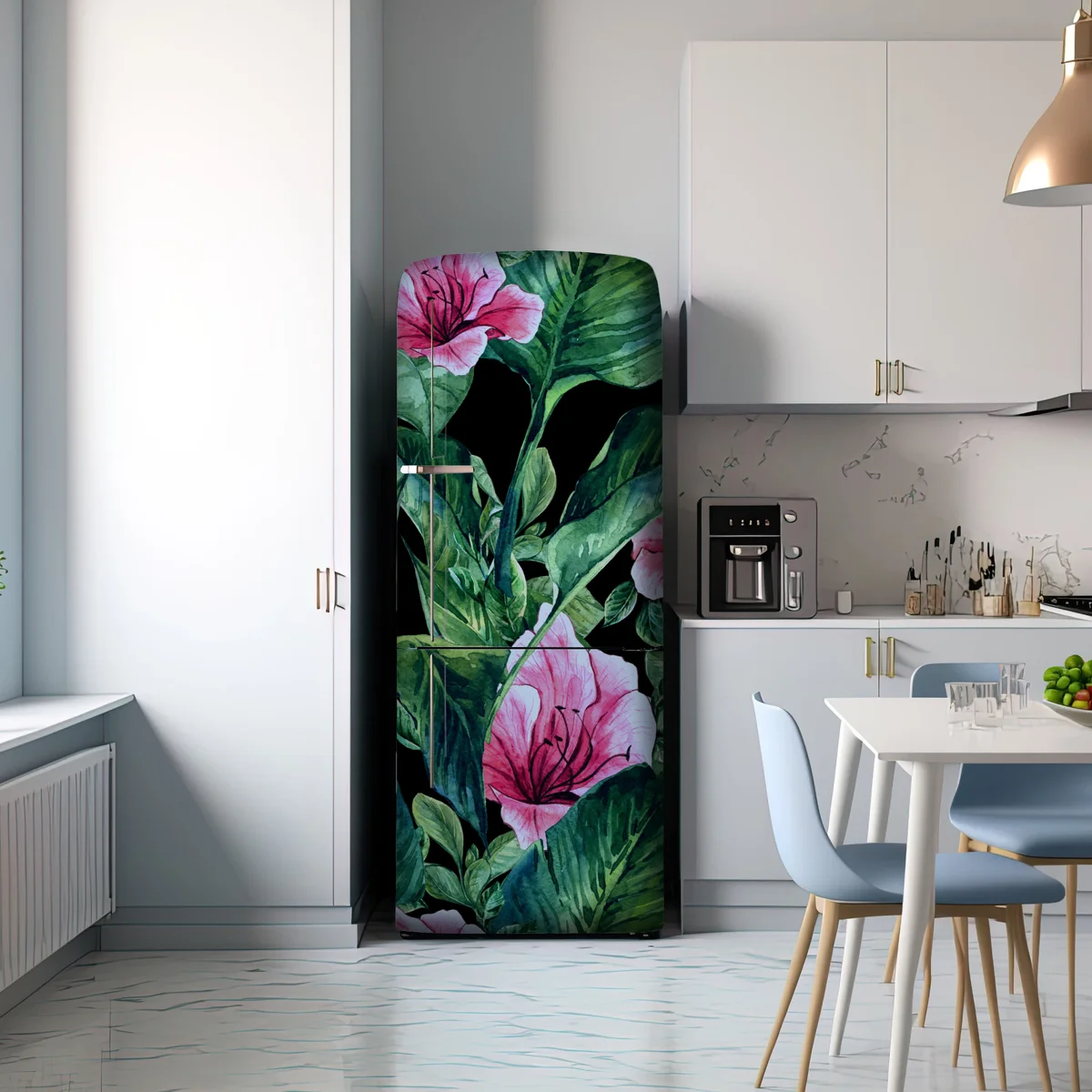 Kühlschrankaufkleber rosa aquarellblumen auf schwarzem hintergrund Kühlschrankaufkleber rosa aquarellblumen auf schwarzem hintergrund