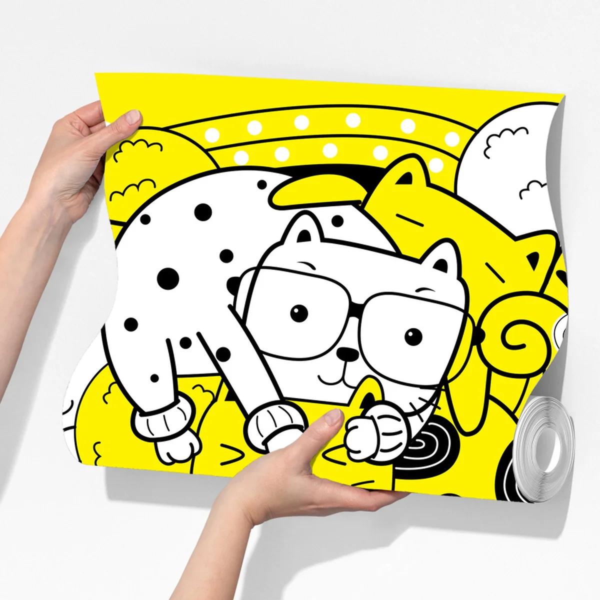 Fototapete verspielte gelbe katzen-collage Fototapete verspielte gelbe katzen-collage