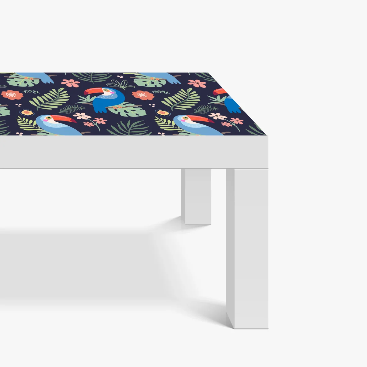 Tischaufkleber und Schreibtischaufkleber tropisches tukanmuster auf dunkelblauem hintergrund Tischaufkleber und Schreibtischaufkleber tropisches tukanmuster auf dunkelblauem hintergrund