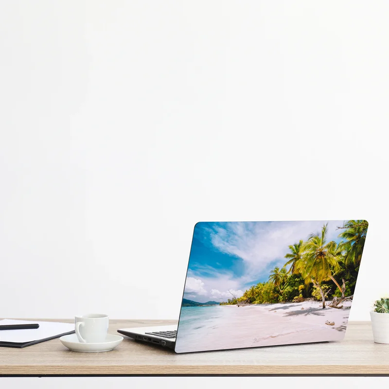 Naklejka na laptopa tropikalna plaża z palmami