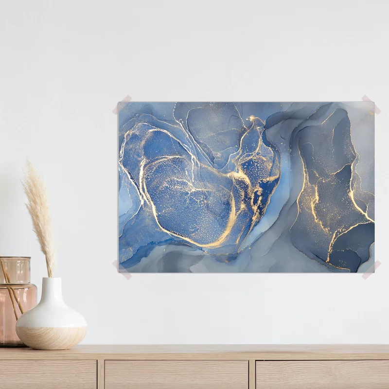 Poster ozeanblauer marmor mit goldenen adern Poster ozeanblauer marmor mit goldenen adern