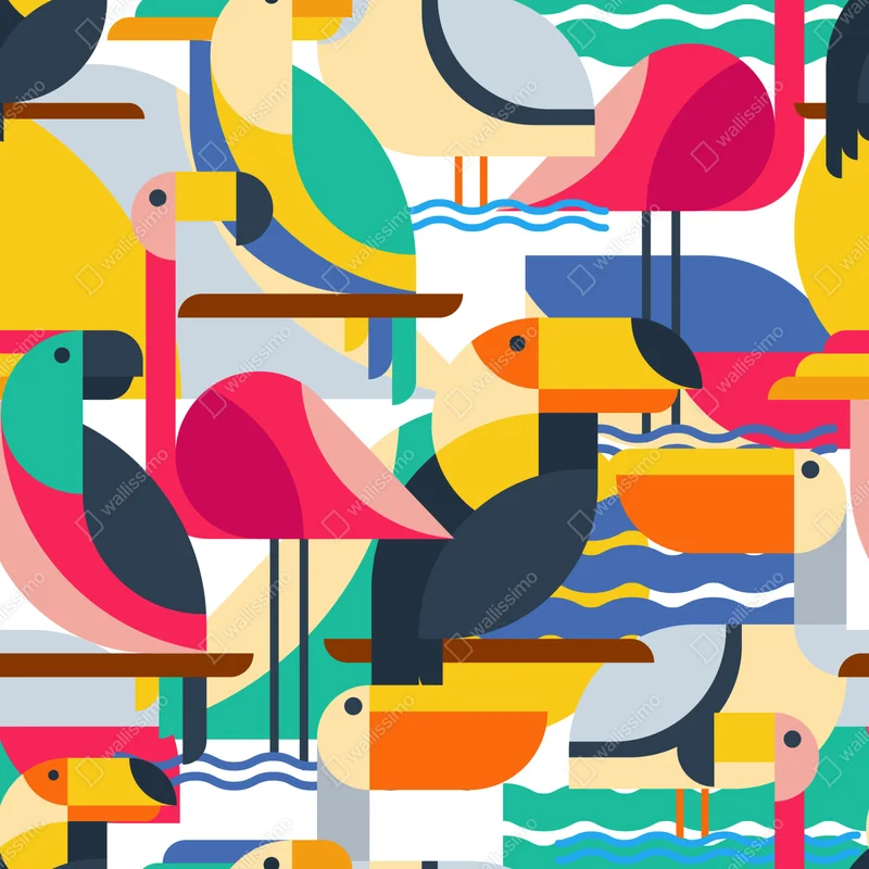 Tischaufkleber und Schreibtischaufkleber tropisches geometrisches vogelmuster Tischaufkleber und Schreibtischaufkleber tropisches geometrisches vogelmuster