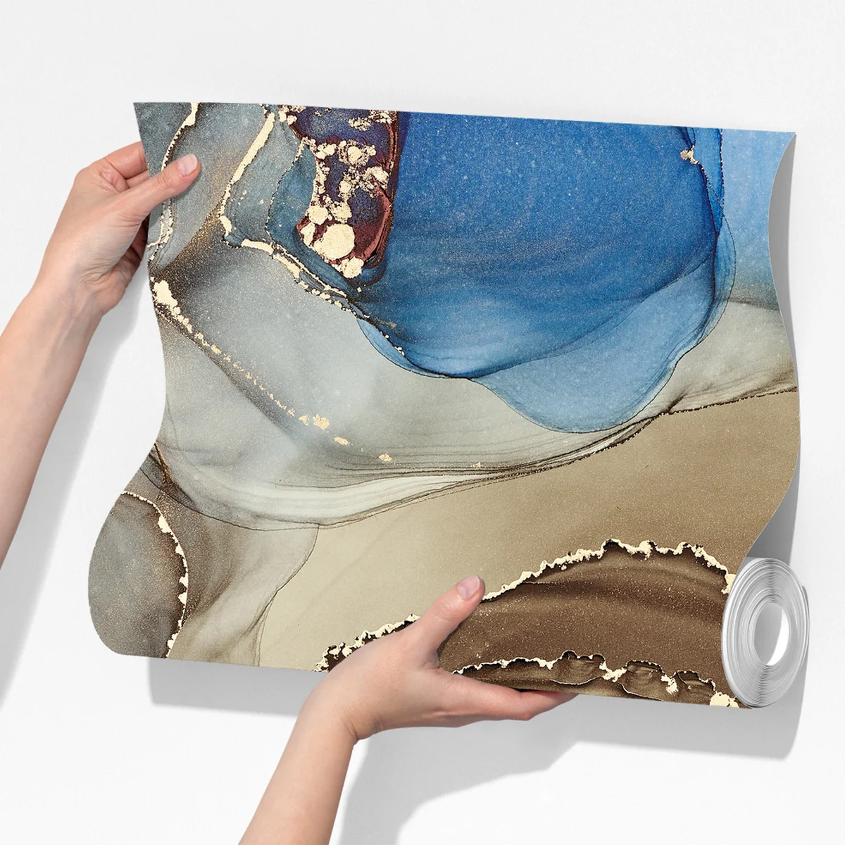 Fototapete blaue und goldene flüssige abstraktion Fototapete blaue und goldene flüssige abstraktion