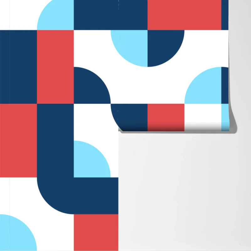 Fototapete mutiges geometrisches muster in dunkelblau und koralle Fototapete mutiges geometrisches muster in dunkelblau und koralle