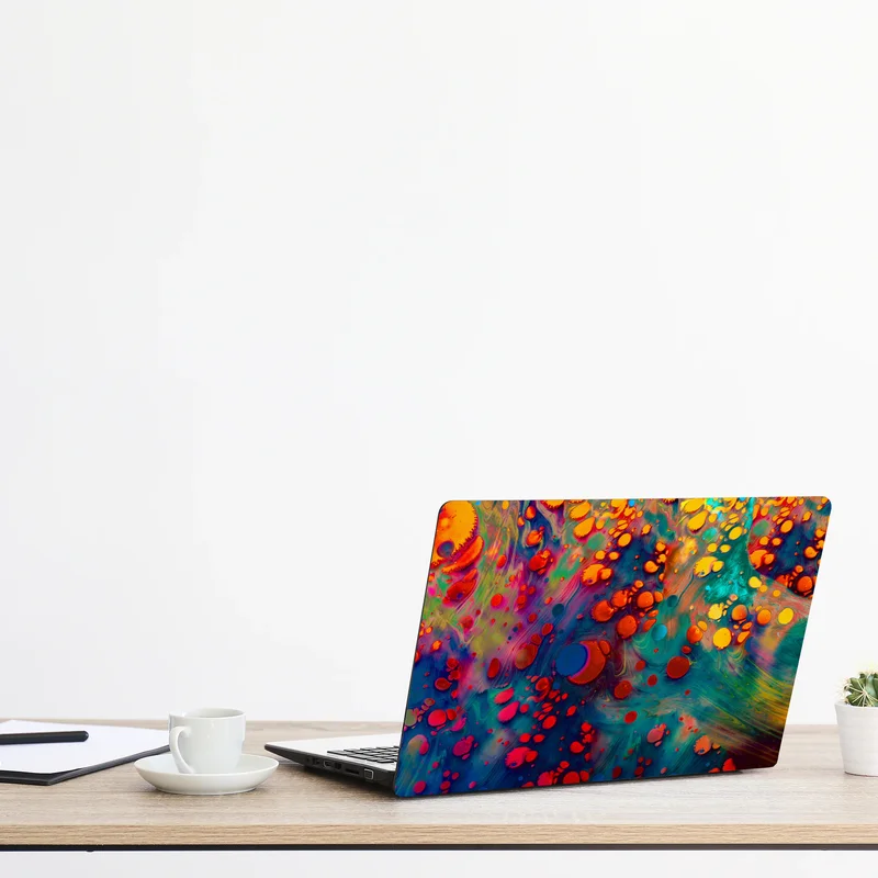 Laptop-Aufkleber lebendige türkis-orange marmorierte kunst