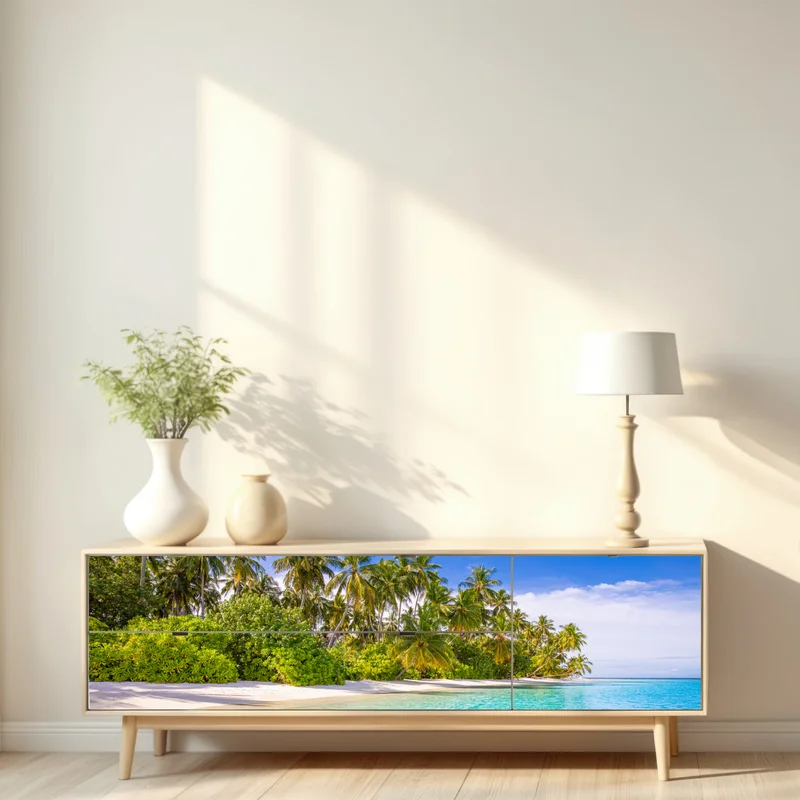 Repositionierbarer Aufkleber tropischer palmenstrand