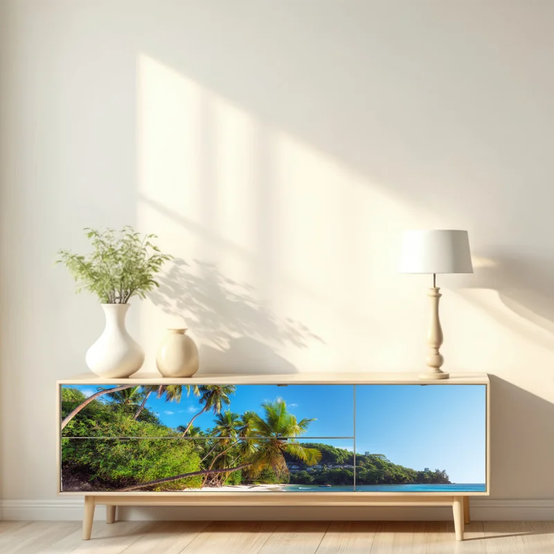 Repositionierbarer Aufkleber tropischer palmstrand