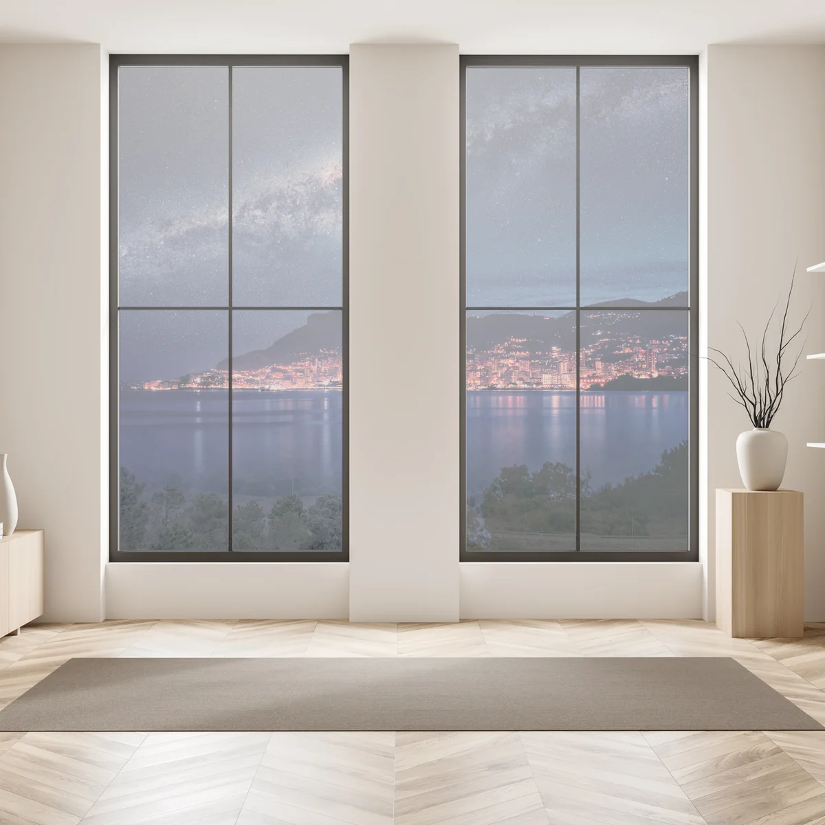 Fensteraufkleber küstenstadt unter der milchstraße Fensteraufkleber küstenstadt unter der milchstraße