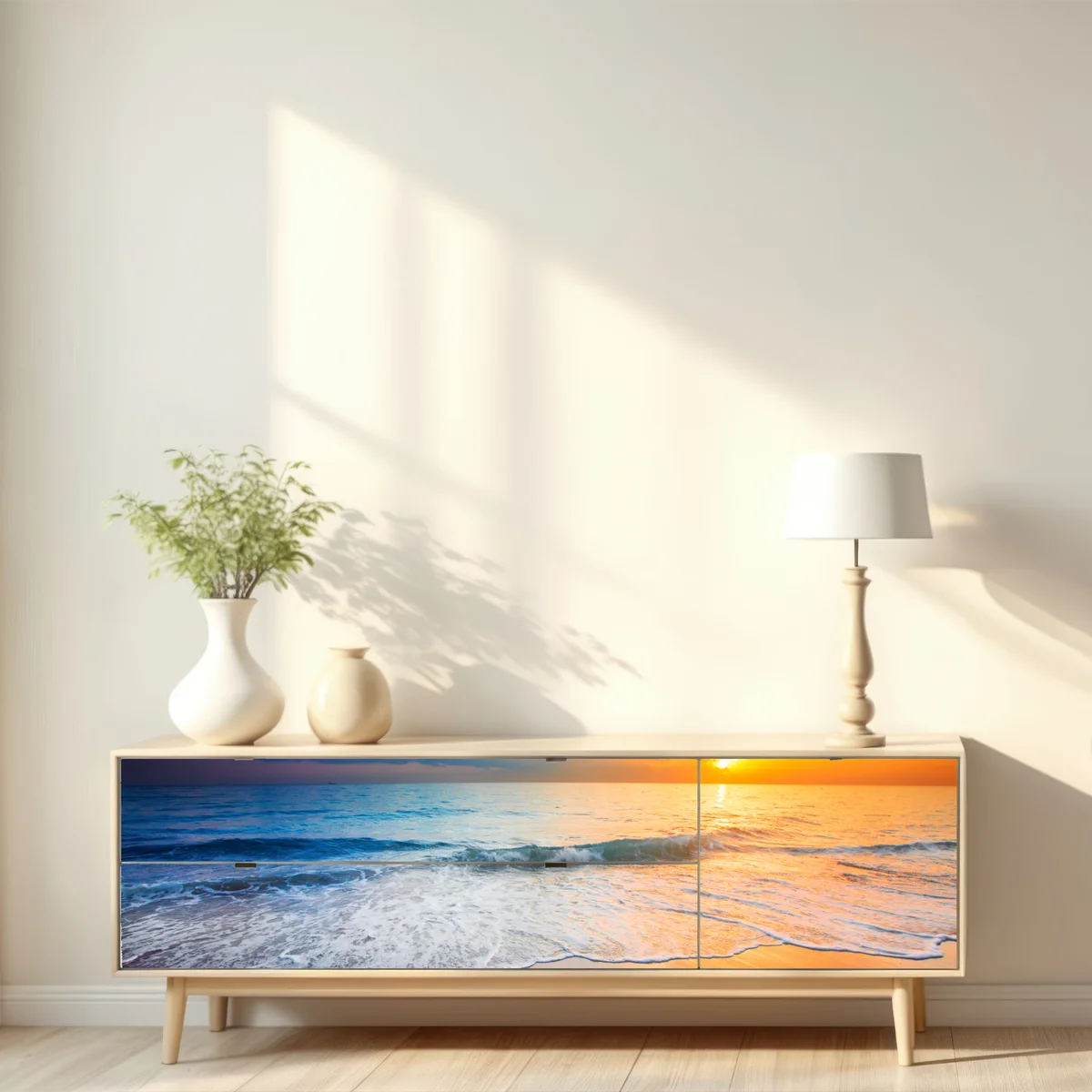 Repositionierbarer Aufkleber ruhiger sonnenuntergang über dem meer Repositionierbarer Aufkleber ruhiger sonnenuntergang über dem meer