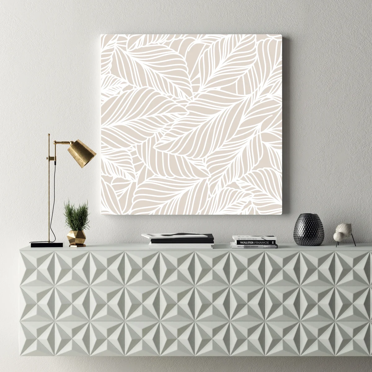 Leinwandbild beige botanisches blattmuster Leinwandbild beige botanisches blattmuster