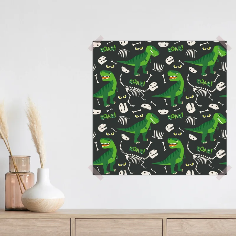 Poster verspieltes grünes t-rex muster Poster verspieltes grünes t-rex muster