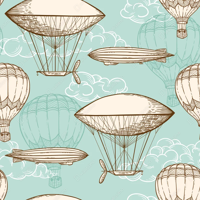 Kühlschrankaufkleber vintage-motiv mit luftschiffen und ballons Kühlschrankaufkleber vintage-motiv mit luftschiffen und ballons