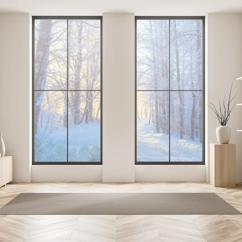 Fensteraufkleber birkenwald im winter bei sonnenaufgang Fensteraufkleber birkenwald im winter bei sonnenaufgang