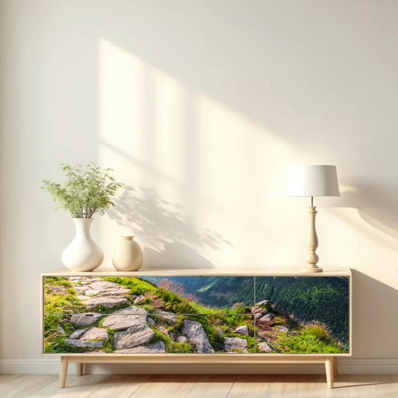 Repositionierbarer Aufkleber sonnenaufgang über dem Tatra-wanderweg