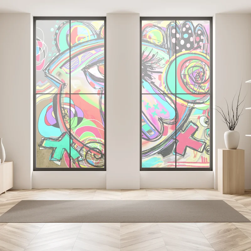 Naklejka na okno żywe abstrakcyjne oko w stylu pop art