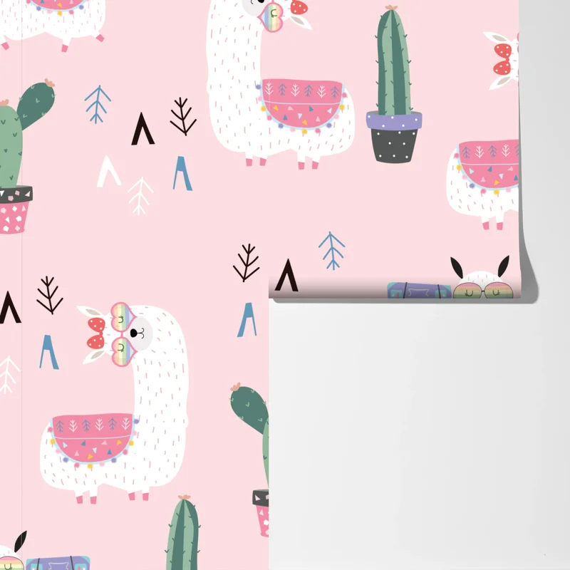 Fototapete niedliches pastell lama-muster Fototapete niedliches pastell lama-muster