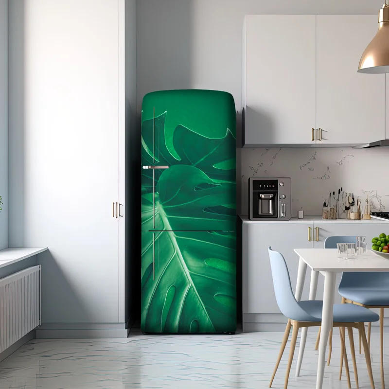 Kühlschrankaufkleber prächtiges monstera-blatt nahaufnahme Kühlschrankaufkleber prächtiges monstera-blatt nahaufnahme