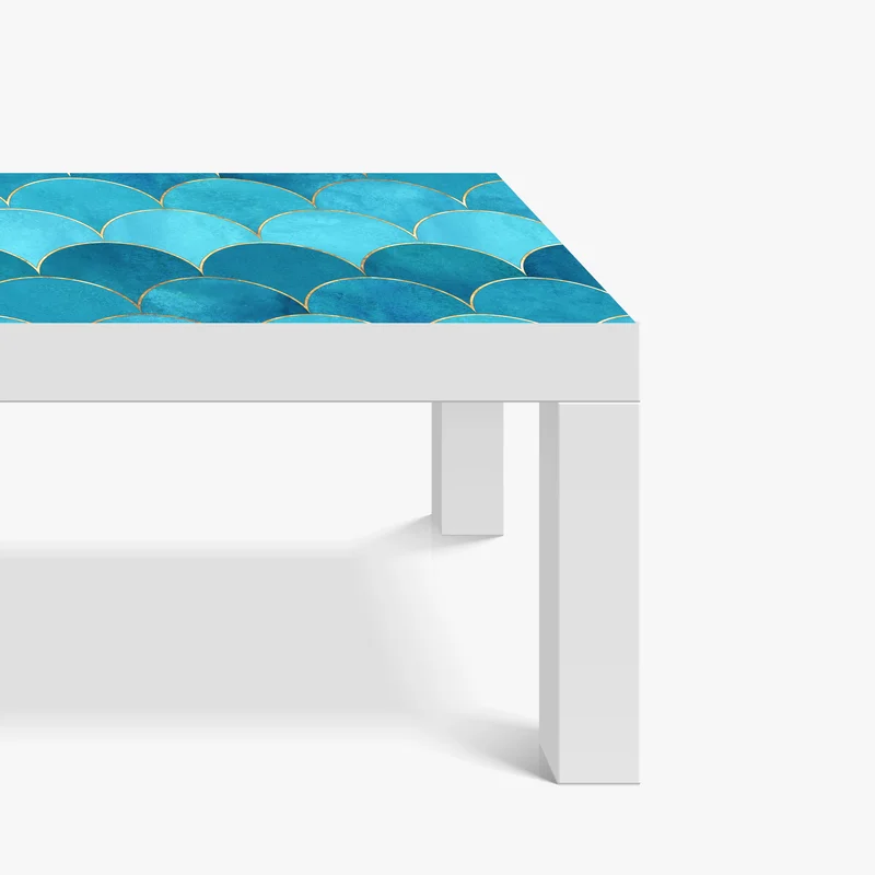 Tischaufkleber und Schreibtischaufkleber türkis schuppenmuster mit goldakzenten Tischaufkleber und Schreibtischaufkleber türkis schuppenmuster mit goldakzenten
