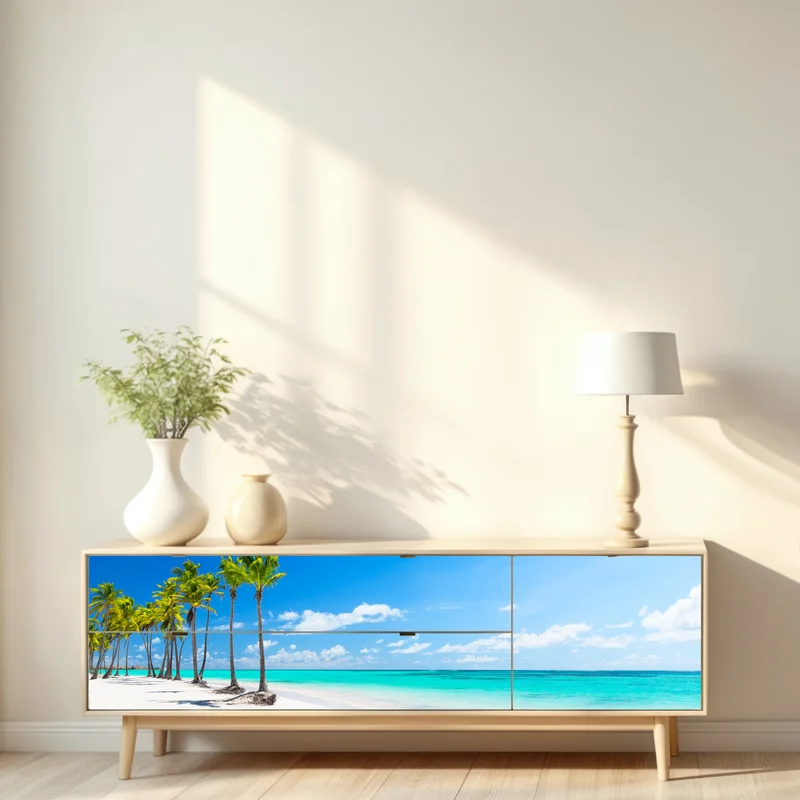 Repositionierbarer Aufkleber tropisches strandpanorama in Punta Cana