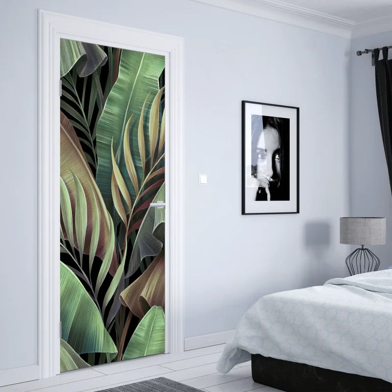 Türaufkleber tropisches blättermuster