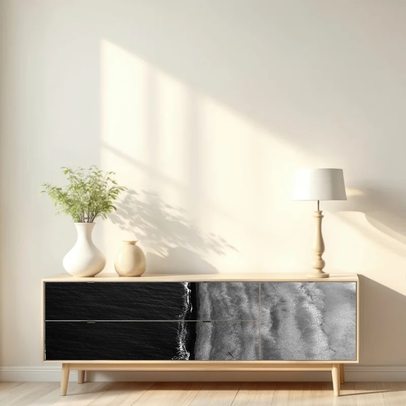 Repositionierbarer Aufkleber monochrome küstenaufnahme aus der luft