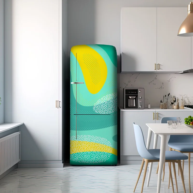 Kühlschrankaufkleber türkis-gelbes abstraktes muster