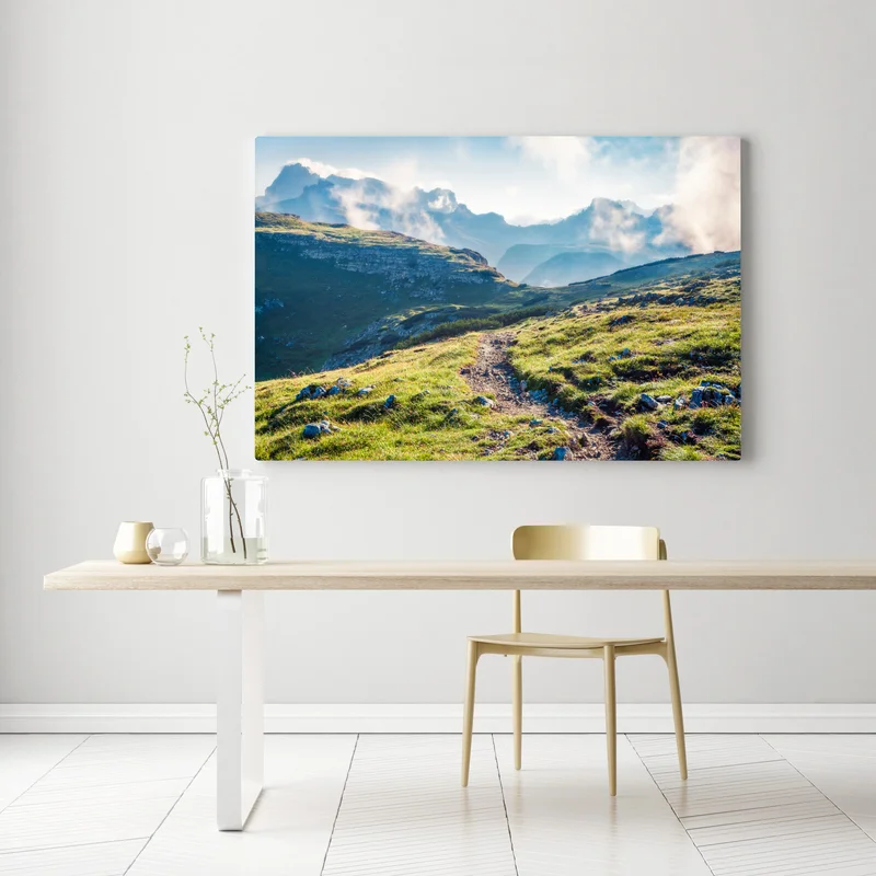 Leinwandbild nebliger morgen auf Monte Piana, Dolomiten Leinwandbild nebliger morgen auf Monte Piana, Dolomiten