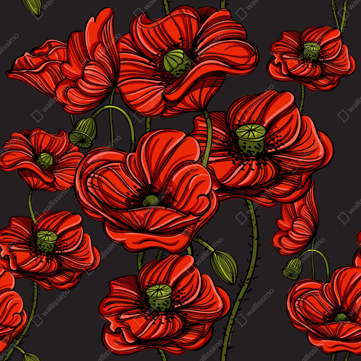 Repositionierbarer Aufkleber kräftige rote mohnblumen illustration Repositionierbarer Aufkleber kräftige rote mohnblumen illustration