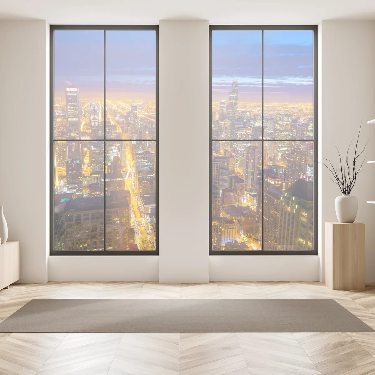 Naklejka na okno Chicago nocna panorama miasta Naklejka na okno Chicago nocna panorama miasta