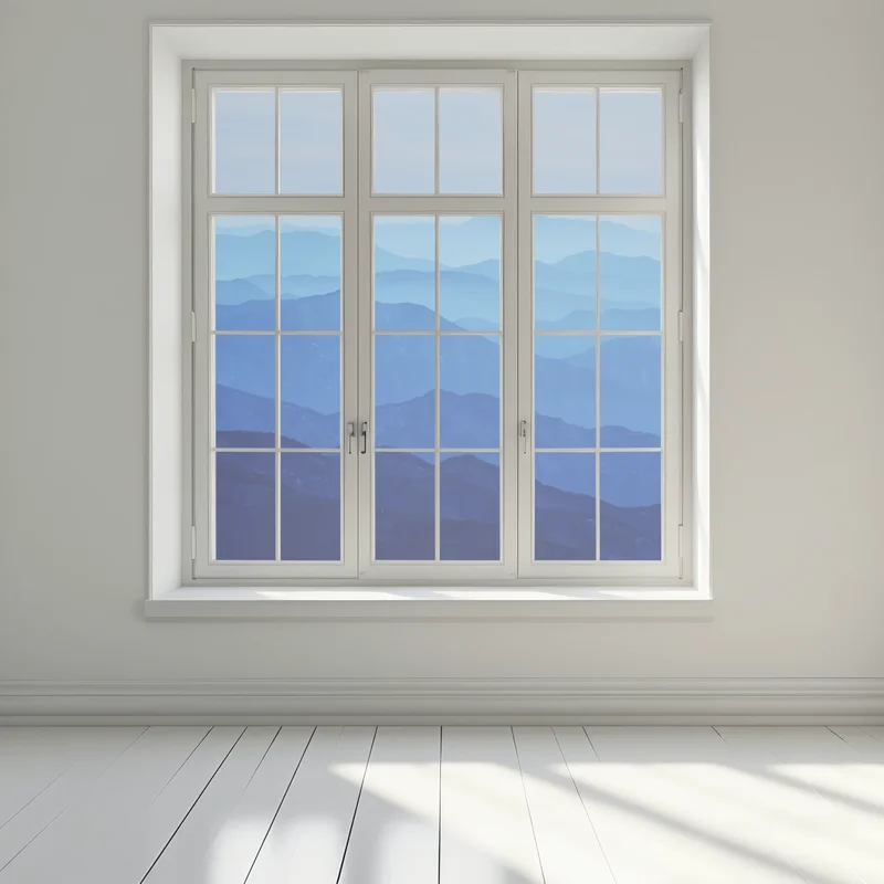 Fensteraufkleber neblige blaue bergschichten