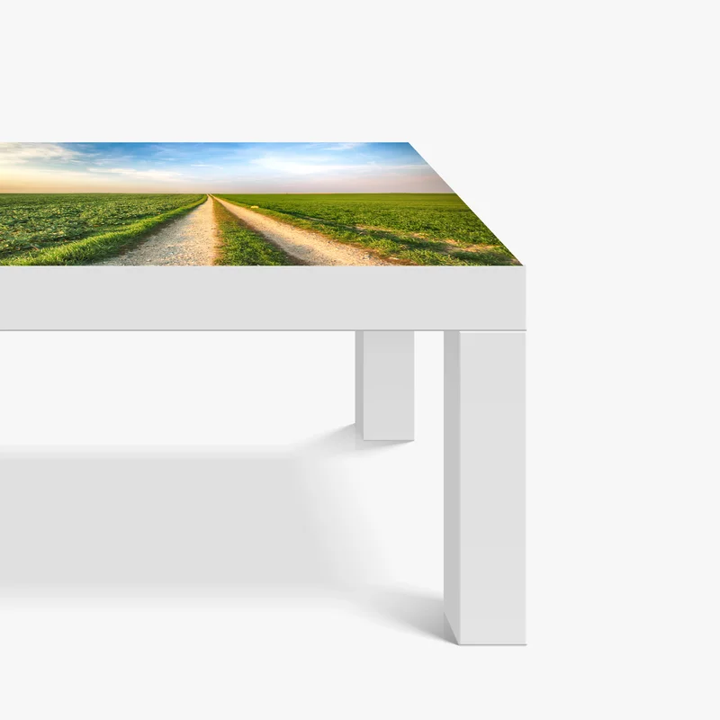 Tischaufkleber und Schreibtischaufkleber feldweg durch grüne felder