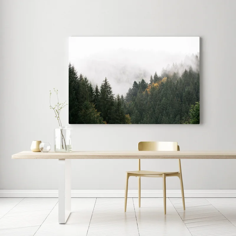 Leinwandbild nebliger bergwald im dunst Leinwandbild nebliger bergwald im dunst