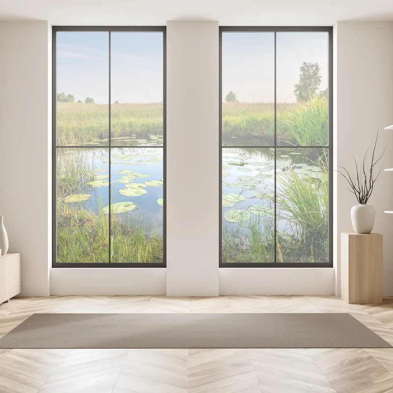 Fensteraufkleber ruhiger seerosen-teich in der wiese Fensteraufkleber ruhiger seerosen-teich in der wiese