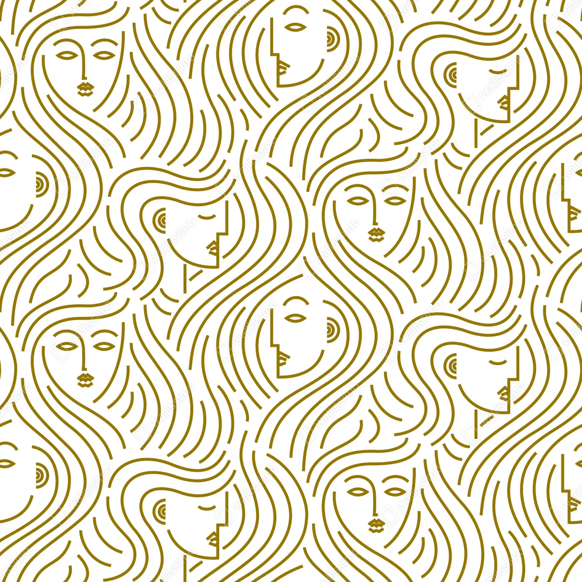 Poster goldene fließende gesichter nahtloses muster Poster goldene fließende gesichter nahtloses muster