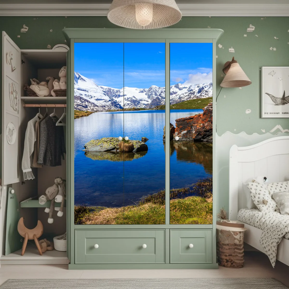 Schrankaufkleber ruhige spiegelung des Matterhorns am Stellisee, Zermatt Schrankaufkleber ruhige spiegelung des Matterhorns am Stellisee, Zermatt