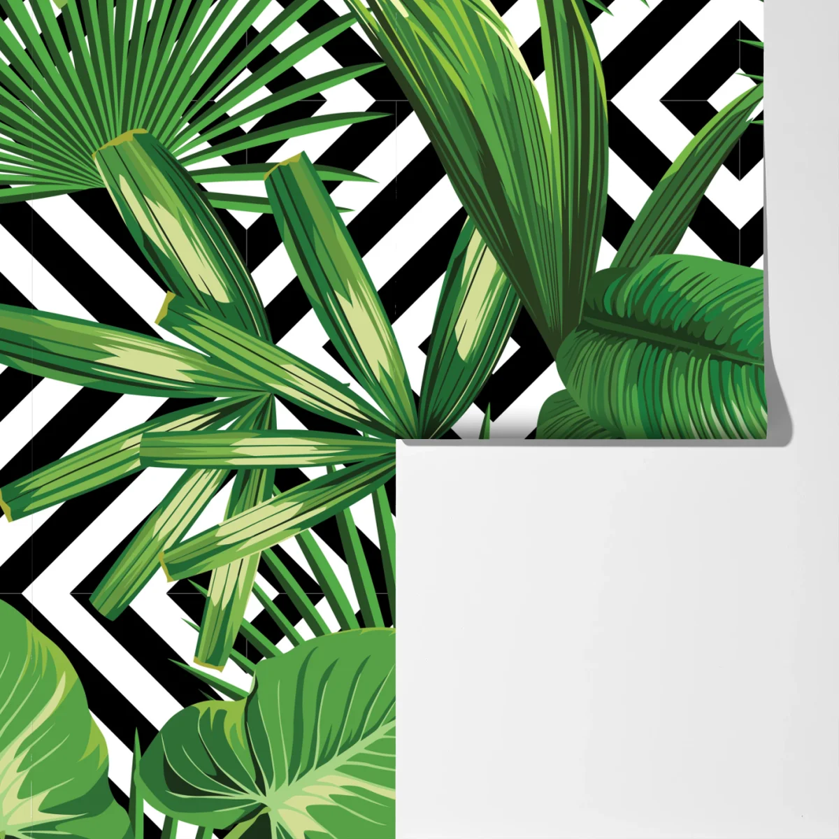 Fototapete tropische blätter mit geometrischem muster Fototapete tropische blätter mit geometrischem muster