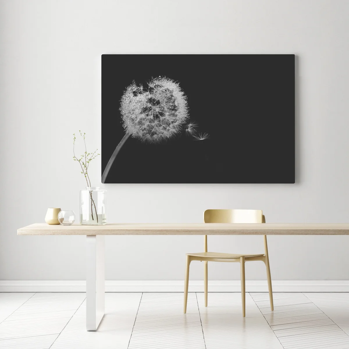 Leinwandbild zarter löwenzahn in monochrom Leinwandbild zarter löwenzahn in monochrom