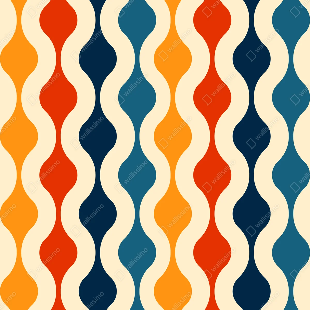 Türaufkleber retro welliges mid-century muster Türaufkleber retro welliges mid-century muster