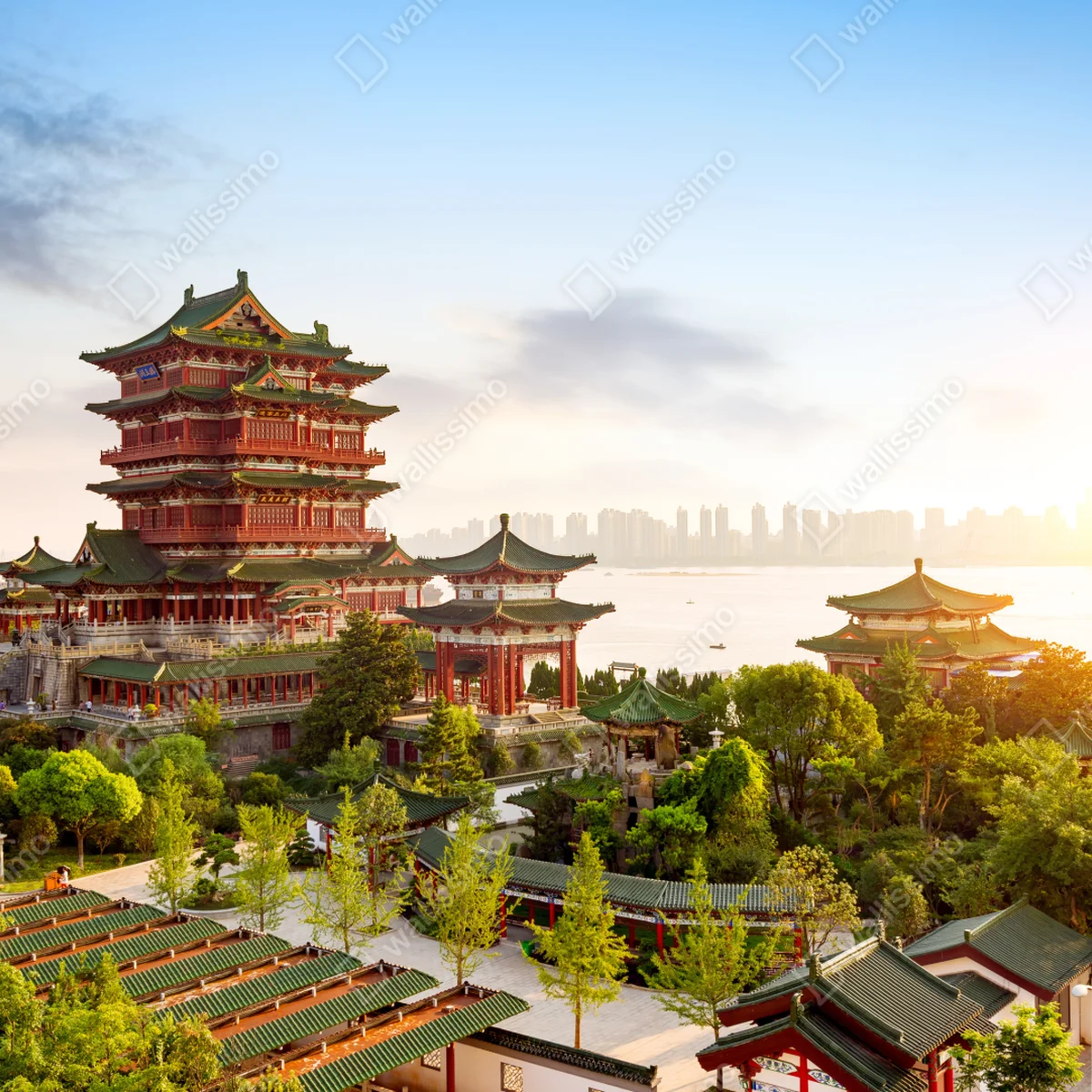 Repositionierbarer Aufkleber Tengwang-Pavillon bei sonnenaufgang Repositionierbarer Aufkleber Tengwang-Pavillon bei sonnenaufgang