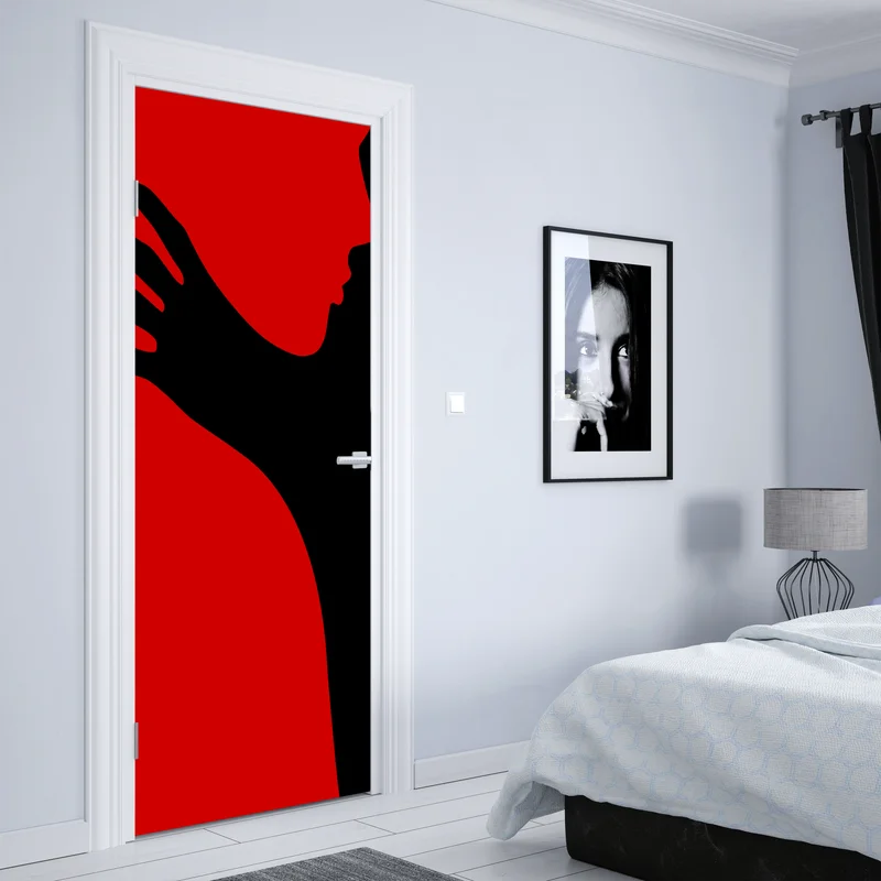 Türaufkleber kräftige rot-schwarze silhouette Türaufkleber kräftige rot-schwarze silhouette