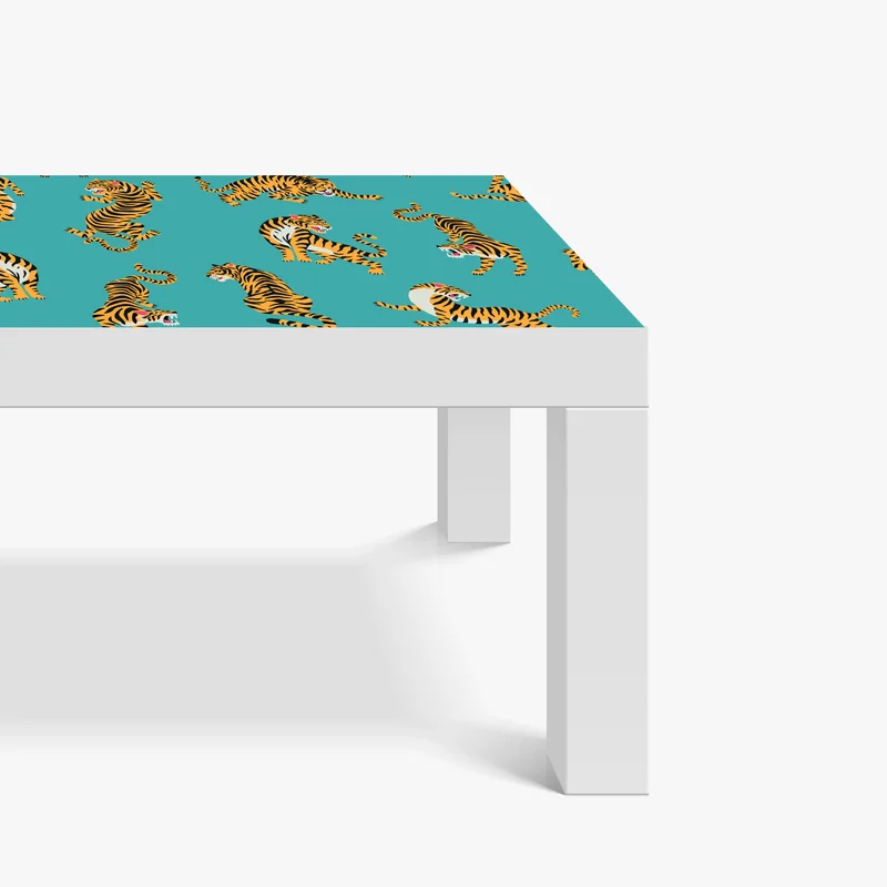 Tischaufkleber und Schreibtischaufkleber stilisiertes tigermuster auf türkisfarbenem hintergrund
