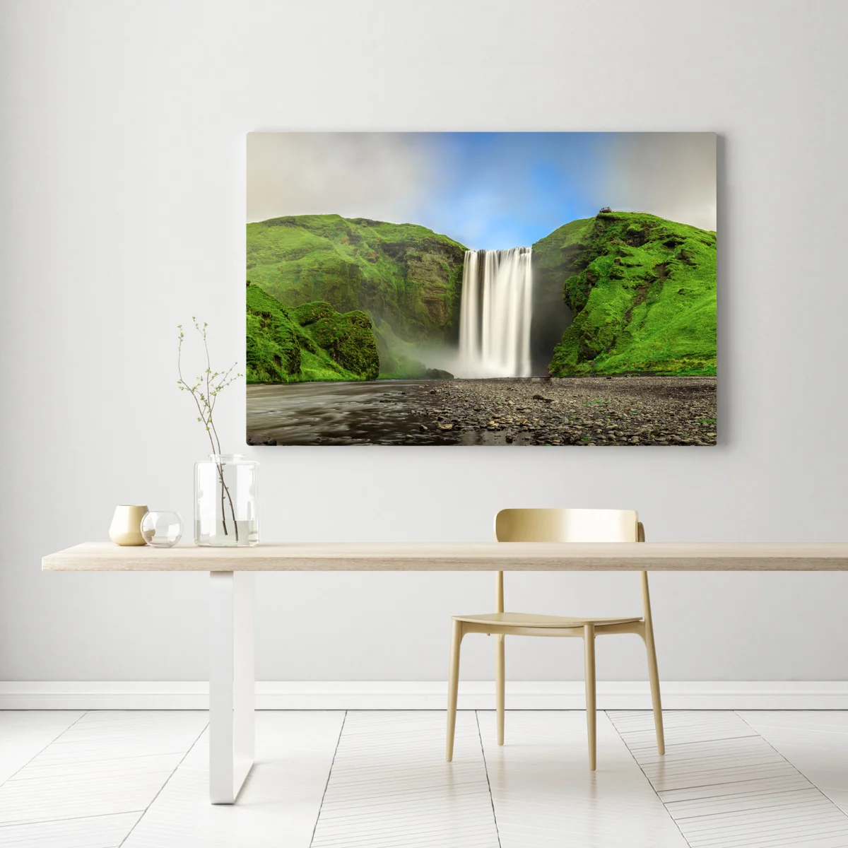 Leinwandbild panorama des wasserfalls Skogafoss Leinwandbild panorama des wasserfalls Skogafoss