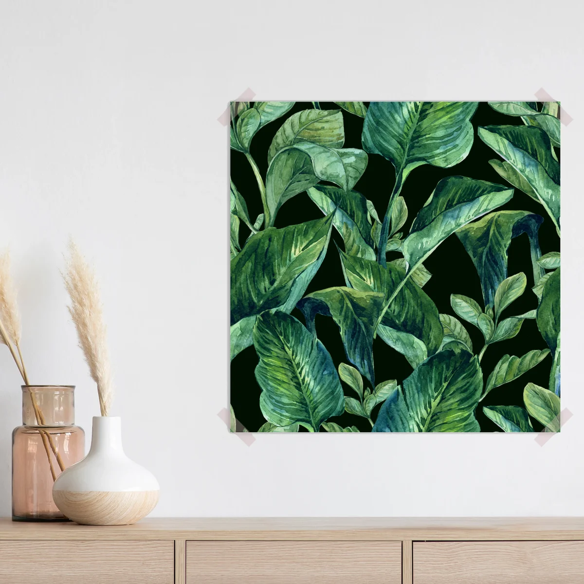 Poster üppiges aquarellmuster mit tropischen blättern • Poster bei Wallnifity® Poster üppiges aquarellmuster mit tropischen blättern • Poster bei Wallnifity®